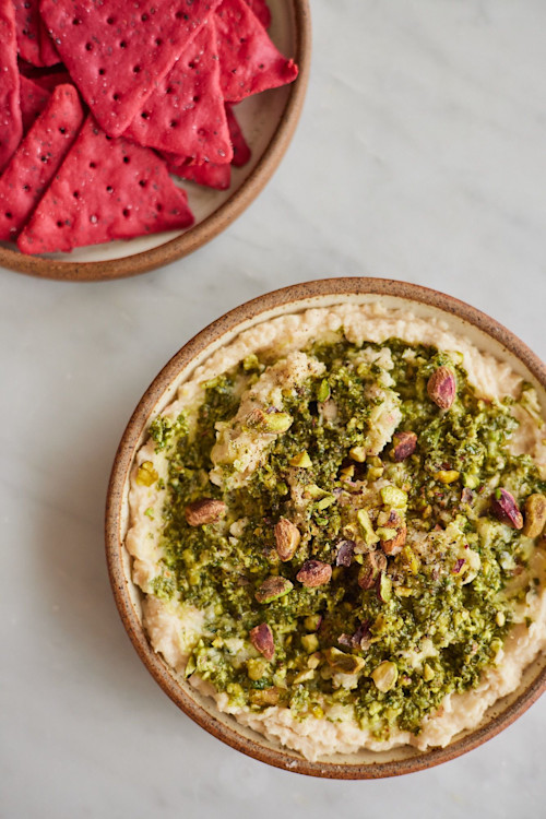 Cannellini Bean Hummus With Kale & Pistachio Pesto